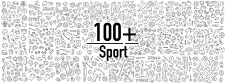 sport icon set with doodle line style vectorのイラスト素材
