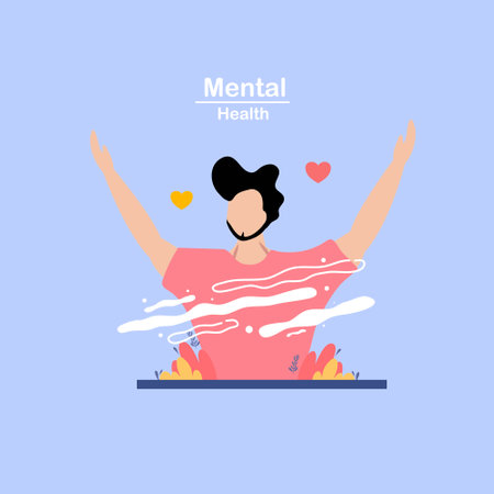 mental health illustration vector design for mental health day eventのイラスト素材