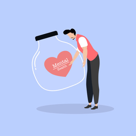 mental health illustration vector design for mental health day eventのイラスト素材