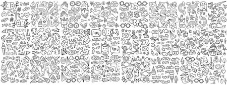 funny kids unicorn set bundle vector designのイラスト素材
