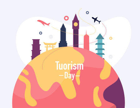 tourism day illustration vector design for tourism event vectorのイラスト素材