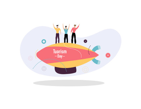 tourism day illustration vector design for tourism event vectorのイラスト素材