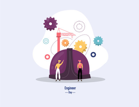 engineer day illustration vector design for day of engineer event vectorのイラスト素材