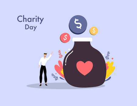 International day of charity hand drawn illustration vector designのイラスト素材