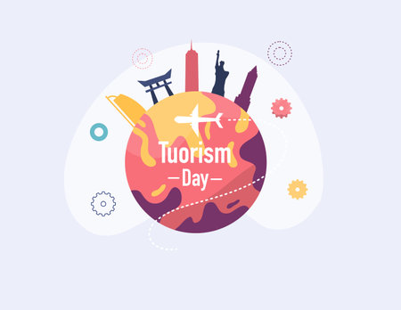 tourism day illustration vector design for tourism event vectorのイラスト素材