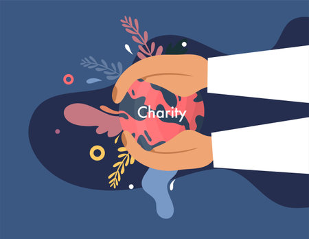 International day of charity hand drawn background vector design illustrationのイラスト素材