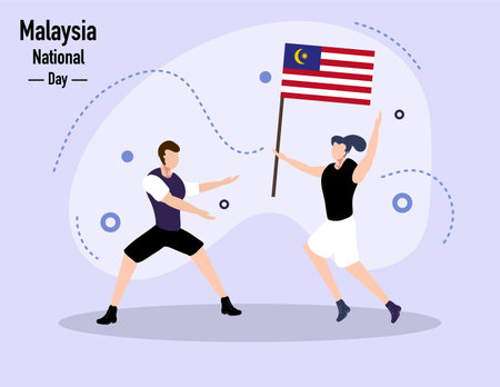 Man and woman with malaysia flag design, Usa happy independence day nation us country and national theme Vector illustrationのイラスト素材