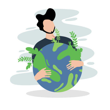 earth illustration vector design for ozone and earth day eventのイラスト素材