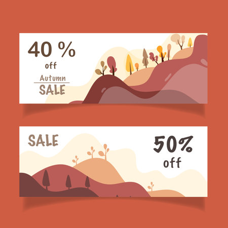 Autumn sale banner template. Seasonal discount offer. Vector illustrationのイラスト素材
