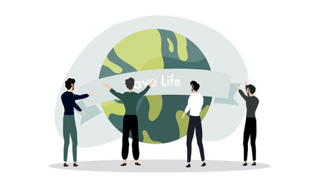 earth illustration vector design for ozone and earth day eventのイラスト素材