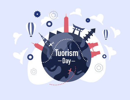tourism day illustration vector design for tourism event vectorのイラスト素材