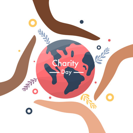 International day of charity hand drawn background vector design illustrationのイラスト素材