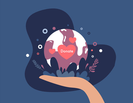 Donation and charity concept. Vector illustration in flat design style.のイラスト素材