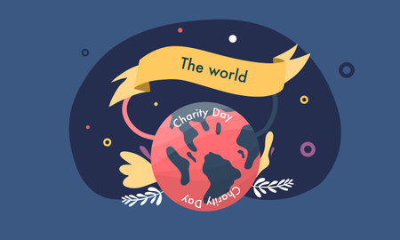 International day of charity hand drawn background vector design illustrationのイラスト素材