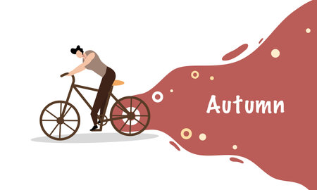 Vector illustration of a man riding a bicycle. Flat style design.のイラスト素材