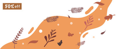 Abstract background with floral elements and leaves. Vector illustration in flat styleのイラスト素材