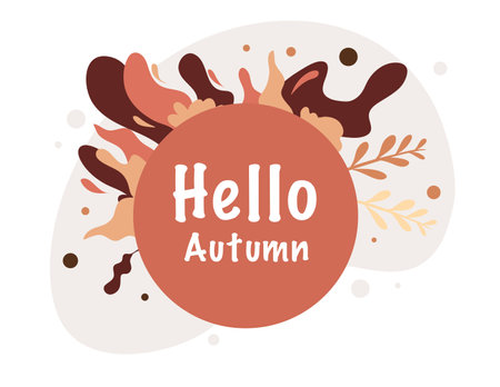 Hello autumn lettering. Hand drawn vector illustration in doodle style.のイラスト素材