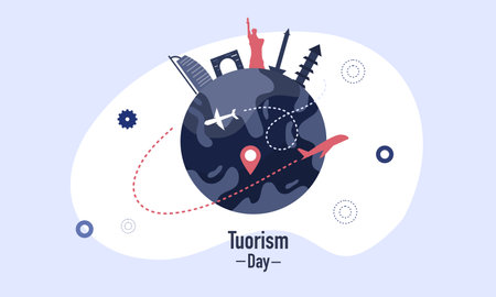tourism day illustration vector design for tourism event vectorのイラスト素材