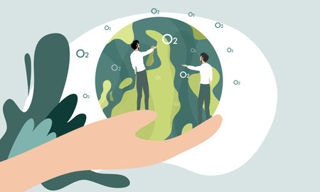 earth illustration vector design for ozone and earth day eventのイラスト素材