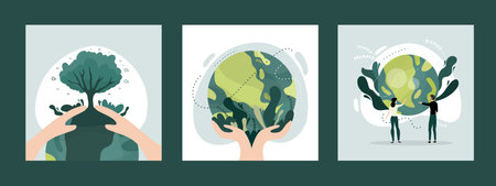 earth illustration vector design for ozone and earth day eventのイラスト素材