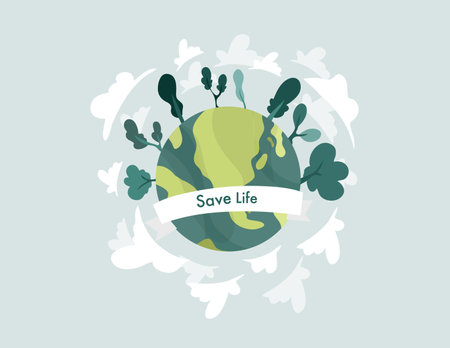 earth illustration vector design for ozone and earth day eventのイラスト素材