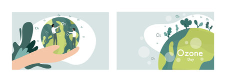 earth illustration vector design for ozone and earth day eventのイラスト素材