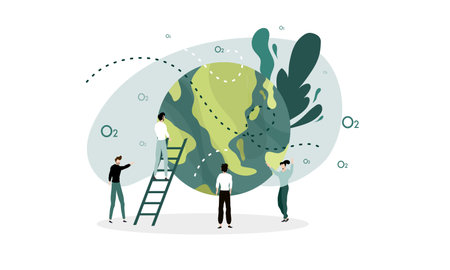 earth illustration vector design for ozone and earth day eventのイラスト素材