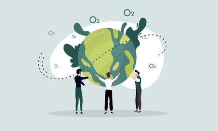 earth illustration vector design for ozone and earth day eventのイラスト素材