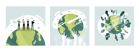 earth illustration vector design for ozone and earth day eventのイラスト素材
