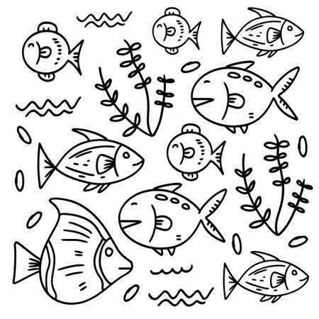 fish set bundle vector designのイラスト素材
