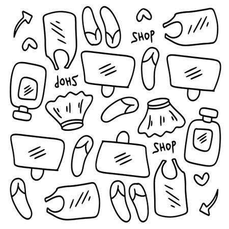 shopping set bundle vector designのイラスト素材