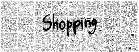 shopping set bundle vector designのイラスト素材