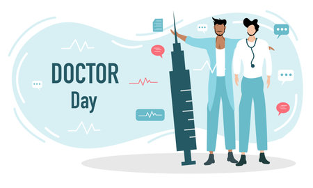 doctor and nurses illustration vector  design for doctor nurses dayのイラスト素材