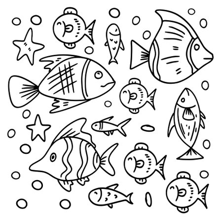fish set bundle vector designのイラスト素材