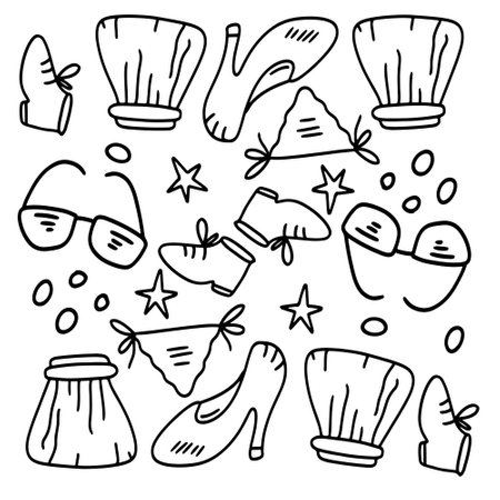 shopping set bundle vector designのイラスト素材