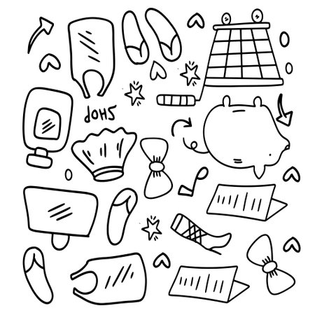 shopping set bundle vector designのイラスト素材