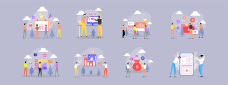business people work set bundle vectorのイラスト素材