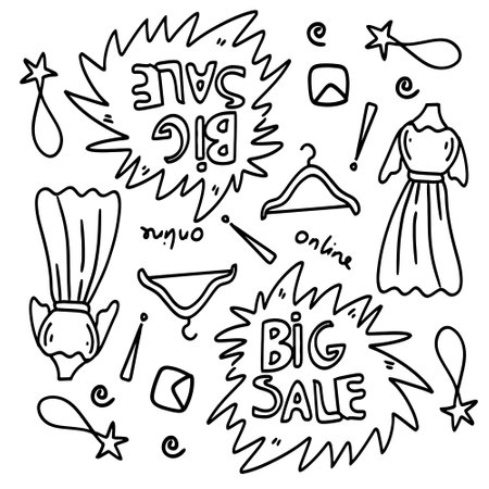 shopping set bundle vector designのイラスト素材