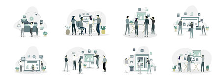business people work set bundle vectorのイラスト素材