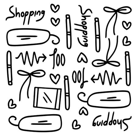 shopping set bundle vector designのイラスト素材