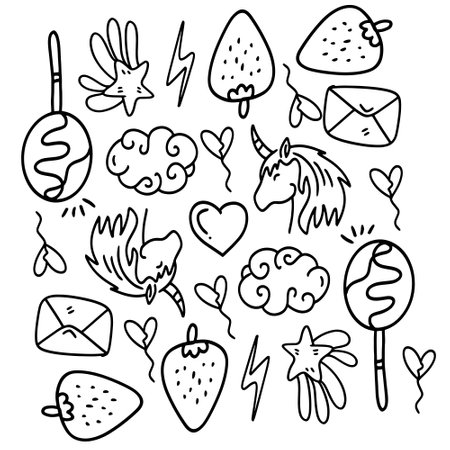 funny kids unicorn set bundle vector designのイラスト素材
