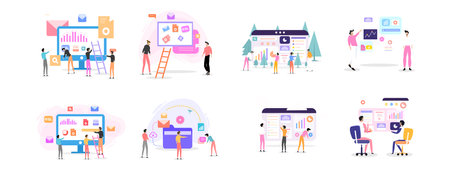 business people work set bundle vectorのイラスト素材
