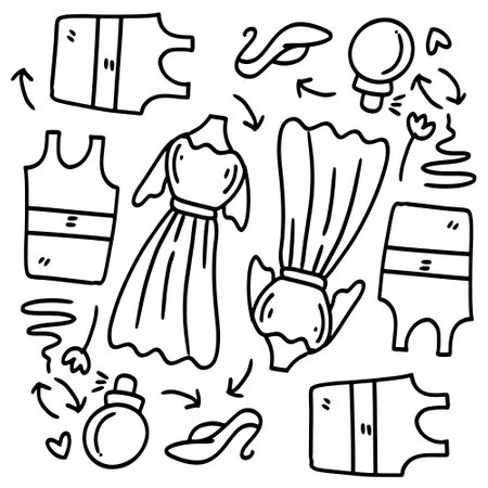 shopping set bundle vector designのイラスト素材