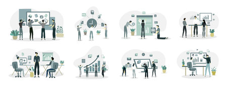 business people work set bundle vectorのイラスト素材