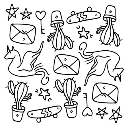 funny kids unicorn set bundle vector designのイラスト素材