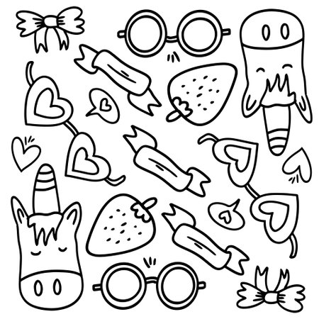 funny kids unicorn set bundle vector designのイラスト素材