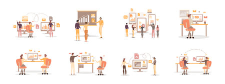 business people work set bundle vectorのイラスト素材