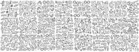 funny kids unicorn set bundle vector designのイラスト素材