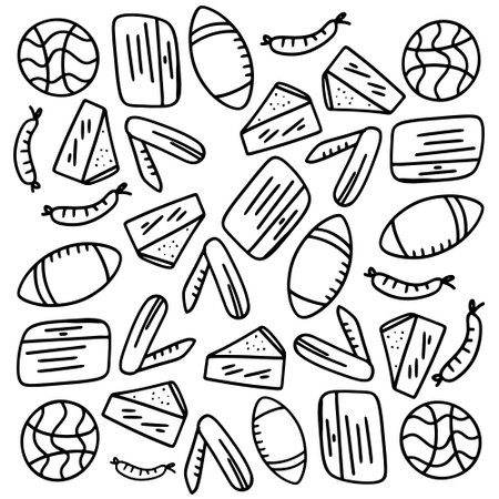 picnic and camping doodle line set vectorのイラスト素材