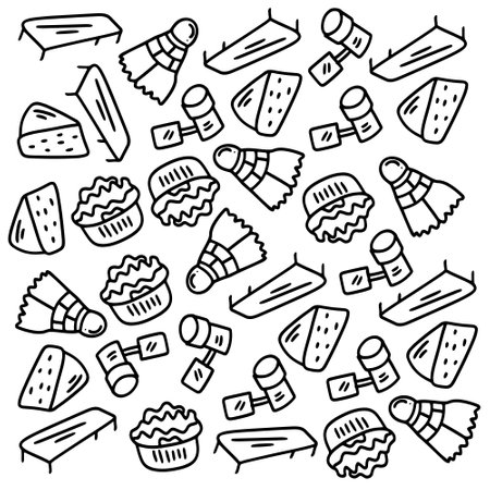 picnic and camping doodle line set vectorのイラスト素材